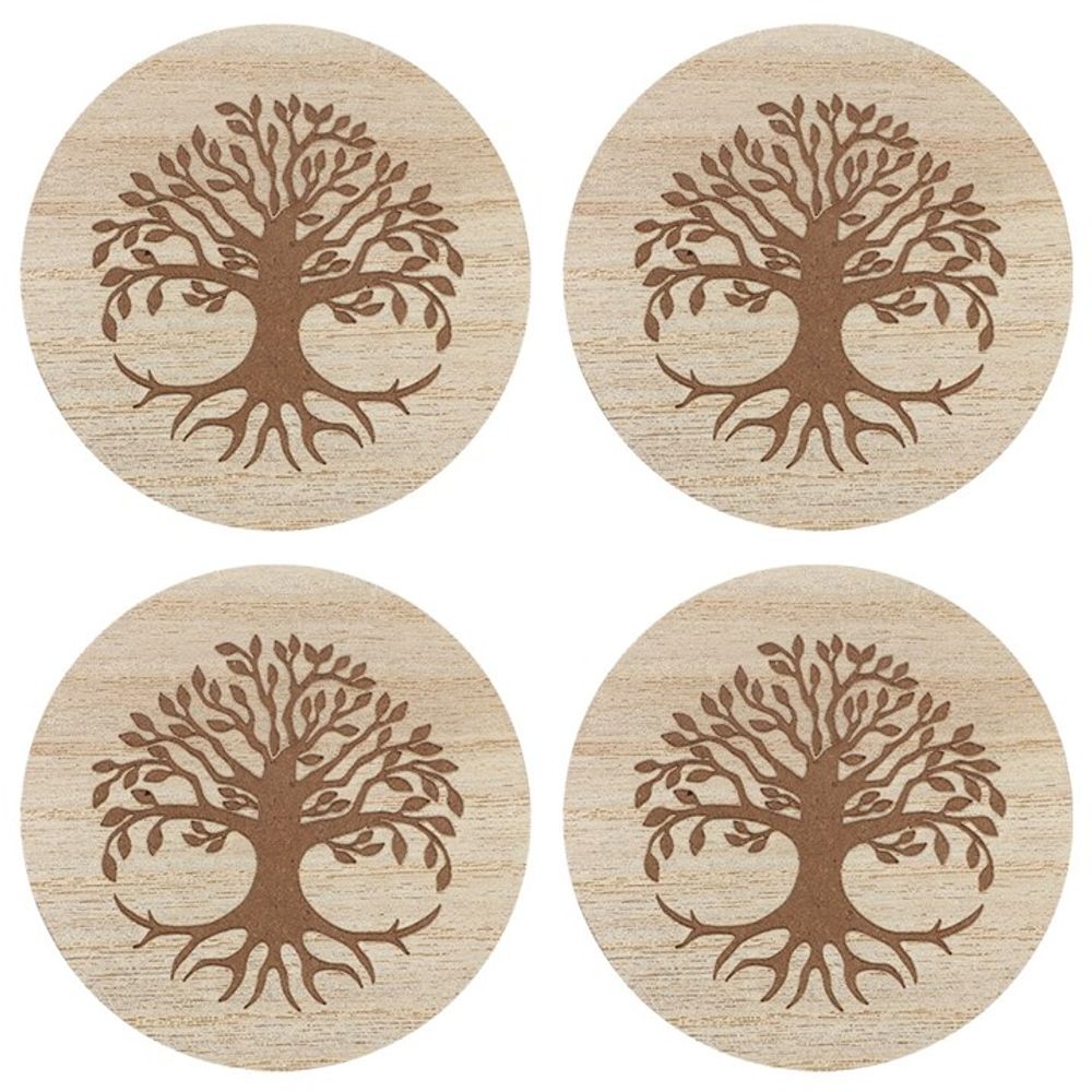 Set of 4 Tree of Life Engraved Coasters