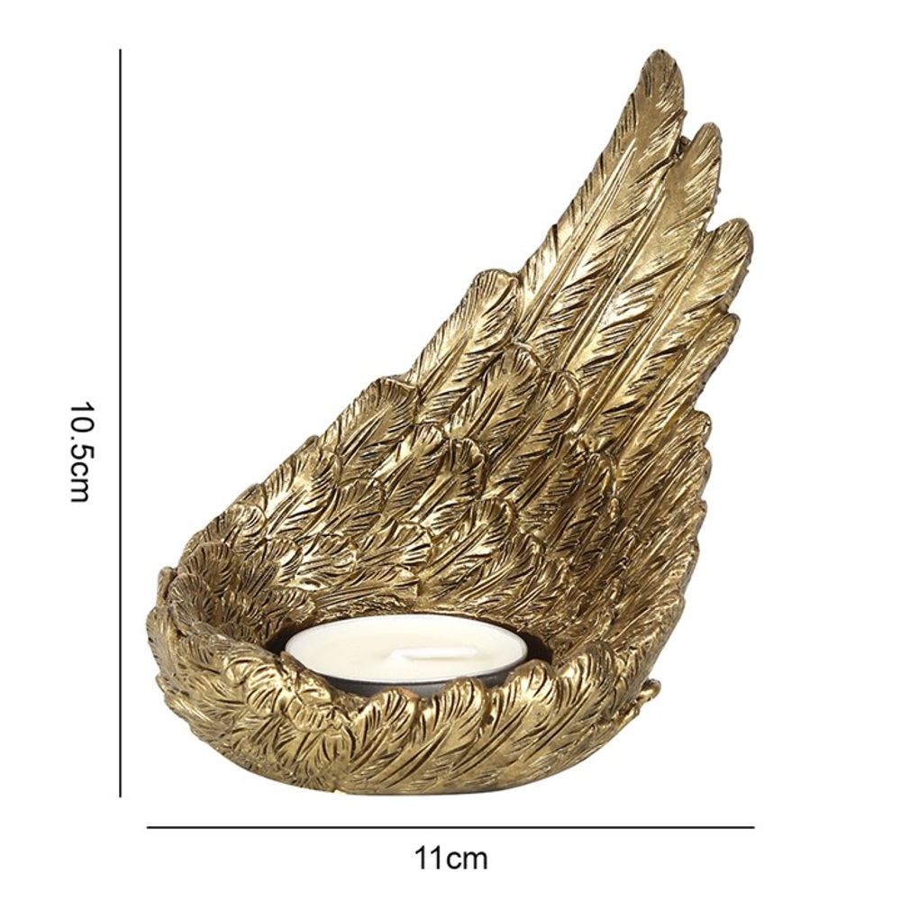 Gold Single Raised Angel Wing Candle Holder