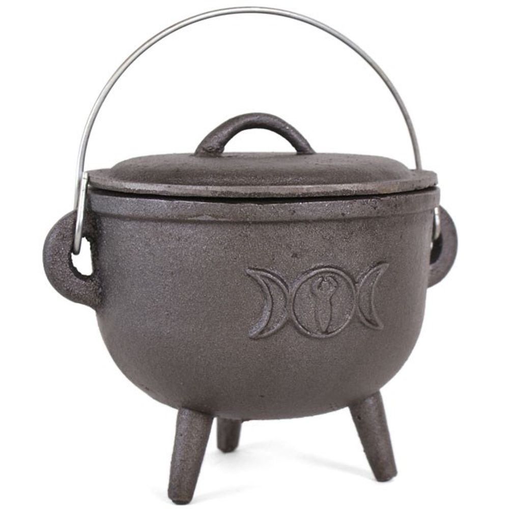 15cm Cast Iron Cauldron With Triple Moon