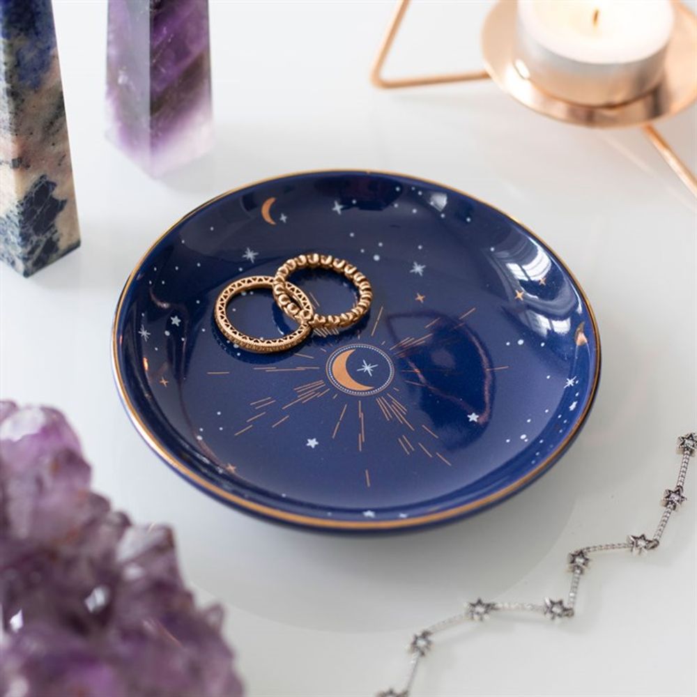 10.5cm Ceramic Blue Crescent Moon Trinket Dish