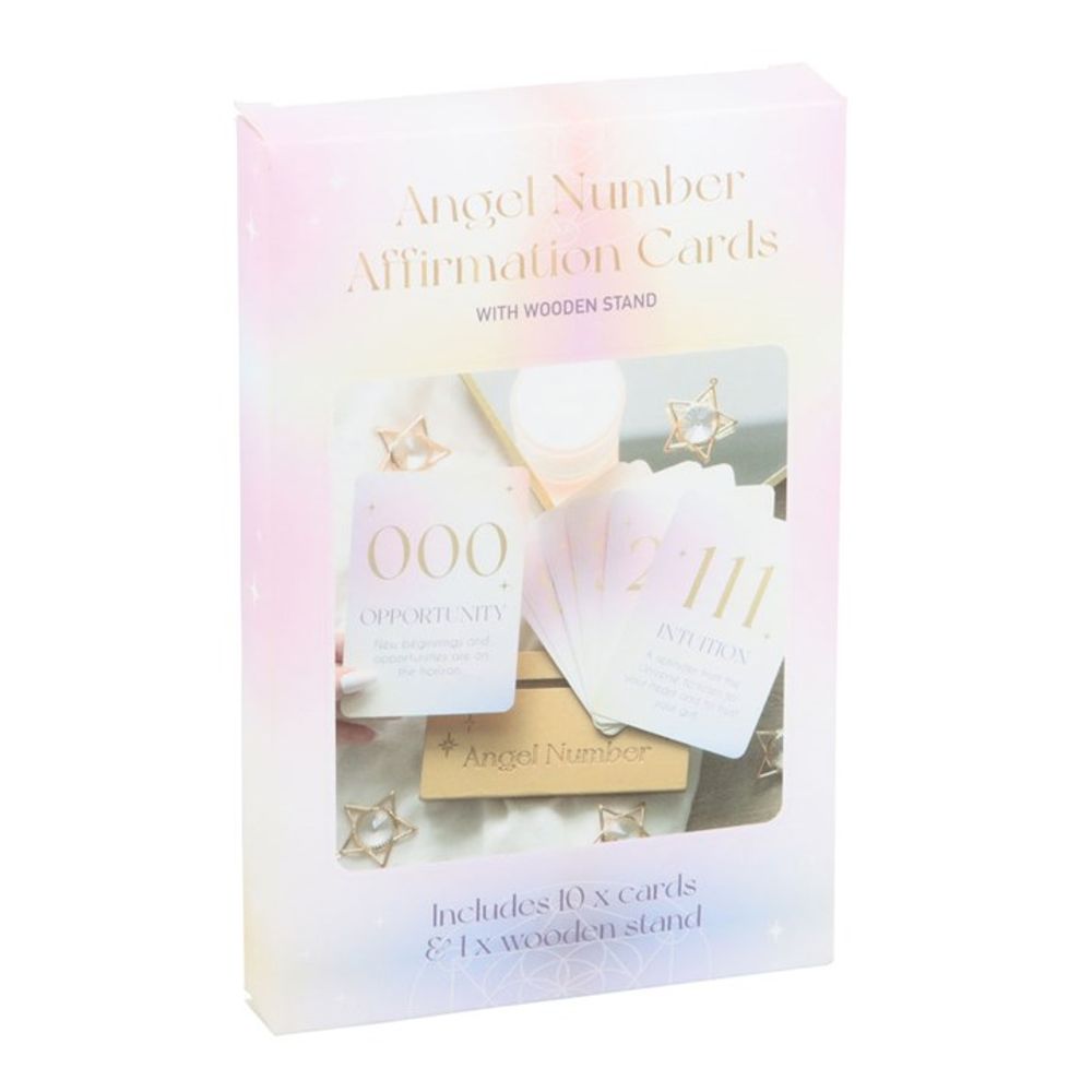 Angel Number Affirmation Cards with Wooden Stand