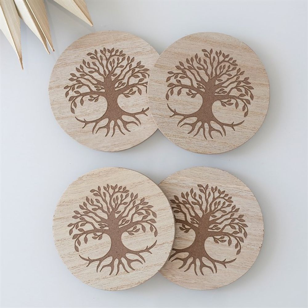 Set of 4 Tree of Life Engraved Coasters