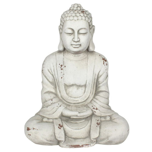 58cm White Hands In Lap Sitting Garden Buddha